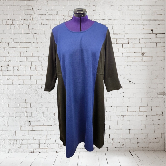 Liz Claiborne Blue and Black Colorblock Dress Plus Size 2X - Picture 1 of 8